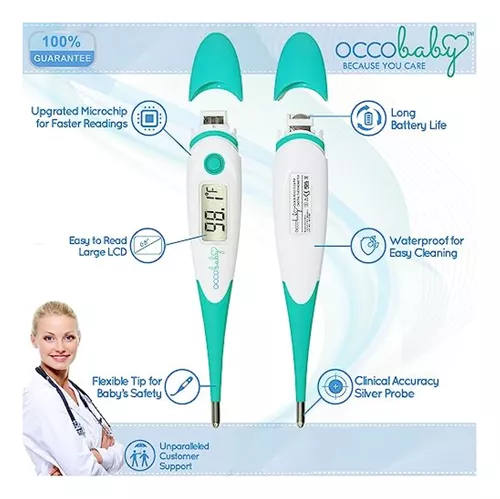 OCCObaby Clinical Digital Baby Thermometer - LCD, Flexible Tip, 10 Second  Quick Accurate Fever Alarm Rectal Oral & Underarm Use - Waterproof Baby