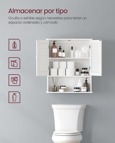 Vasagle Armario De Baño Para Espacios Pequeños Color Blanco