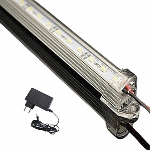 01 Barra Led 12 V 40cm C/ Calha Plug E Fonte