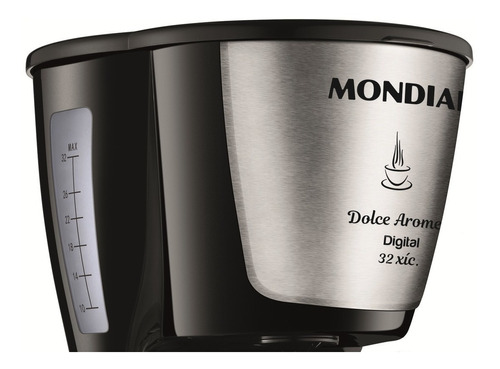 Cafeteira Mondial Dolce Arome Inox C-31DG semi automática preta e prata de filtro 110V