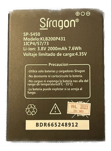 Batería Pila Siragon Sp5450 30d Gtia 