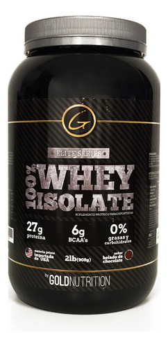 Whey Protein Isolate 100% 908g Helado Choco Gold Nutrition