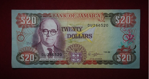 Billete 20 Dolares Jamaica 1989 Pick 72 C Nethersolt 