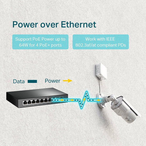 Switch 4 Puertos Poe+ Tp-link Tl-sg1008p 10/100mbps 8 Ptos