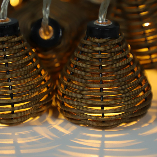 Lámparas De Ratán 10 Piezas Luces Cadena Bolas De Ratán Led