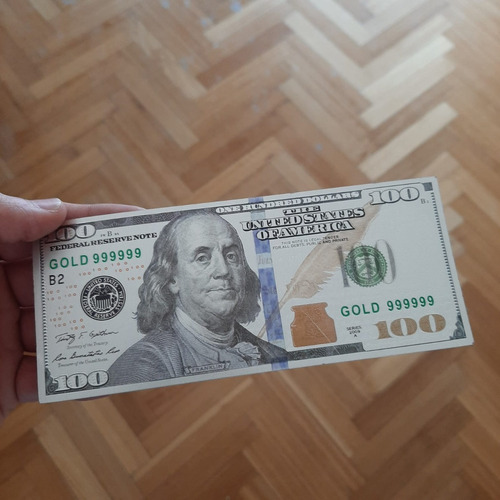 Imagen 2 de 4 de Billete 100 Dólares Coleccionable Plata Abundancia Feng Shui