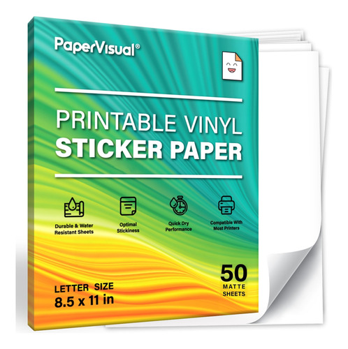 Papervisual 50 Papeles Adhesivos Imprimibles Para Impresora