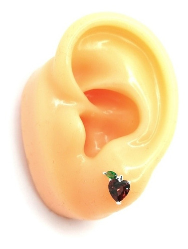 Juego De Aretes Y Dije De Frutas Manzana De Plata Ley .925