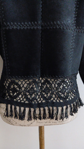Saco De Gamuza Con Detalles En Crochet Vintage Boho (Usado)