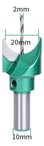 Broca De Enrutador De Madera Carburo Cementado 10 Mm X 20 Mm