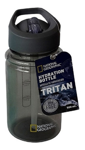 Botella Hidratación Tritan Cilindro Gris 500 Ml Natgeo