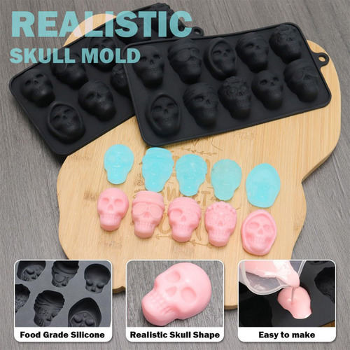 S 10 Consecutive Skull Silica Gel Chocolate Moldss Jel 6003