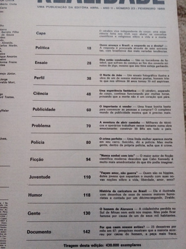Revista Realidade Nº 23 -de 1968 . Politica Prop. Sumario