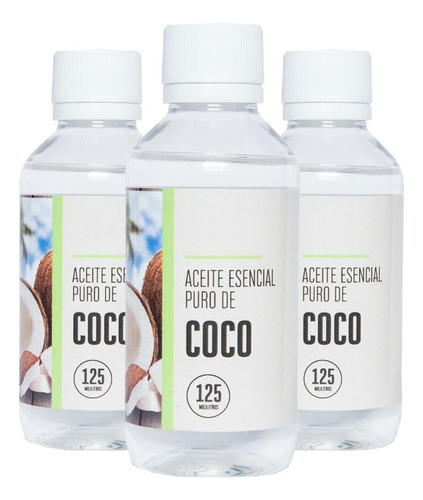 Kit 3 Frascos De Aceite Esencial De Coco 100% Puro - 125 Ml