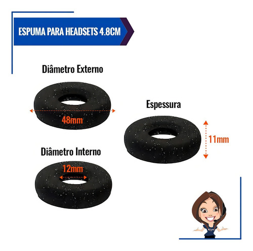 Espuma Para Headsets Felitron E Topuse 4.8cm - Kit Com 10