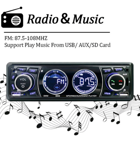 Autoestereo 1 Din Bluetooth/aux/usb/fm/tf
