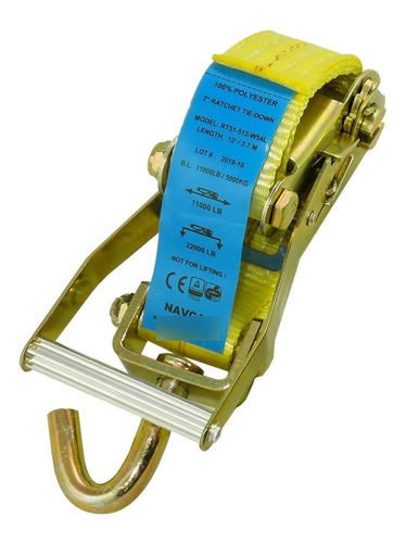 Imagen 4 de 6 de Reata De 2 PuLG X 3.7 Mts Con Ratchet Para Niñeras Eslinga