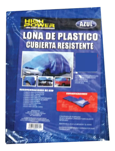 Lona Plastico Resistente 3.0x3.0 Metros 10x10 Ft  Azul 6 Pz