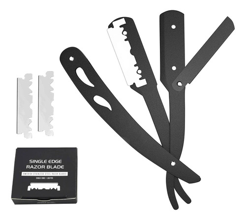 Maquinilla De Afeitar De Barbero De Acero Inoxidable Negro