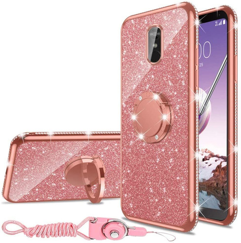 Funda Rosa Para LG Stylo 4 Con Glitter