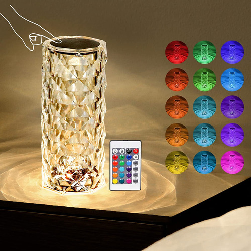 Lampara Mesa Cristal Tactil 16 Led Color Regulabl Que Rgb