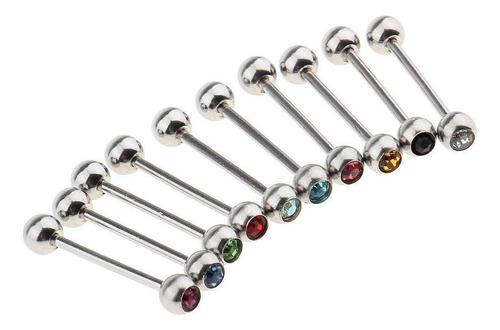 14g Anillo Barra Barbell Recto Para Lengua Hecho De Acero