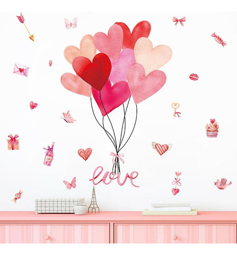 2 Pegatinas De Pared Para El Día De Valentín, Pegatinas