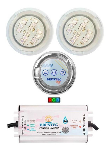 Iluminação Banheira 2 Led Rgb 3w Cromoterapia Brustec