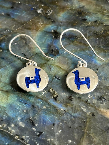 Aros Llama Plata Ley 950 Y Lapislázuli A17