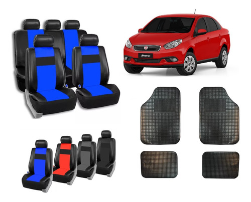 Fundas Cubre Asiento Cuerina Fiat Grand Siena + Alfombra 4 P