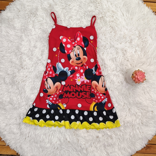 Vestido Para Niña Niñas De Minnie Mimi Mouse Fresco Y Suave
