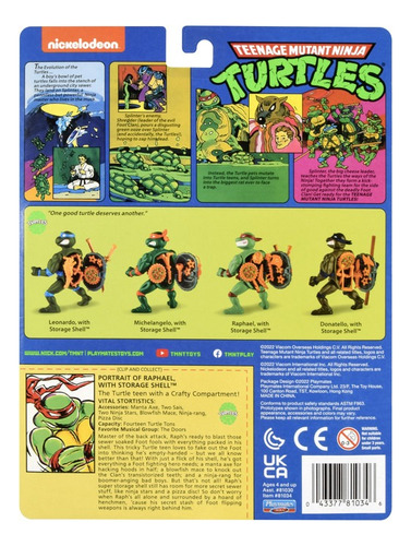 Tortugas Ninja Raphael Línea Clásica Figura De 4 Tmnt