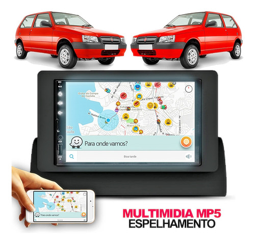 Kit Multimídia 7poleg Mp5 Fiat Uno Mille Fiorino 1994-2013