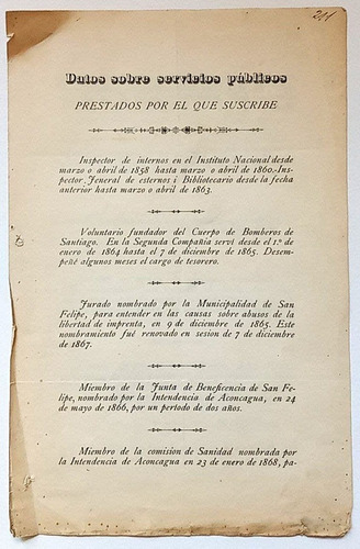 Manuel Del Fierro San Felipe Hoja De Vida 1901 Aconcagua