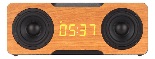 Reloj Digital De Madera Con Altavoz Bluetooth Inalámbrico Co