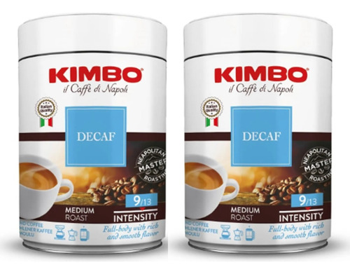 Pack Café Italiano Kimbo Descafeinado Molido 2 Latas X 250