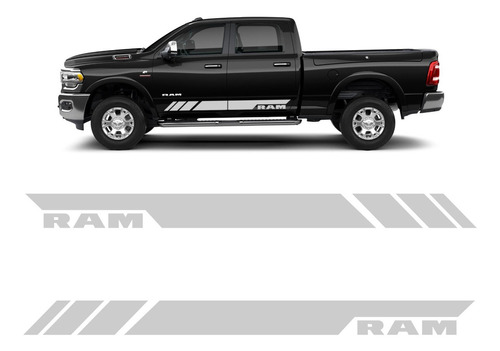 Par De Faixas Dodge Ram Decorativo Adesivo Lateral C/ Verniz Cor Cinza