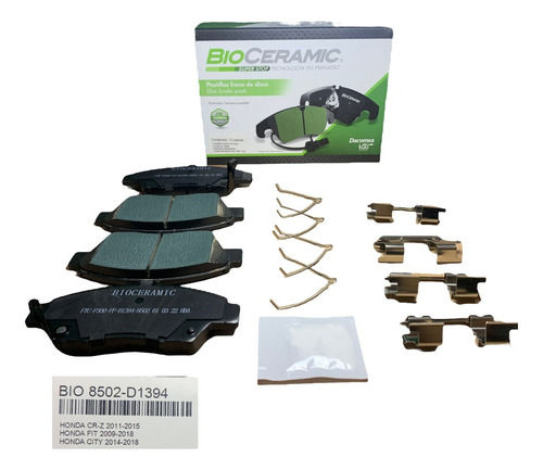 Balatas Delanteras Honda Cr-z 1.5 2011-2015 Bio8502d1394 Cer