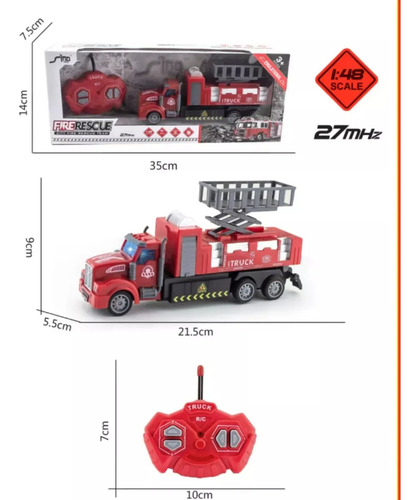Camion De Comberos Juguete Rc Con Escalera Firefighter