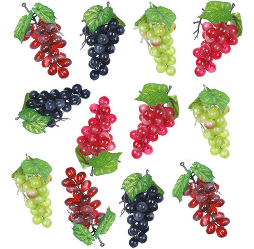Simulação De 12 Cachos De Uvas Artificiais, Decorativas E