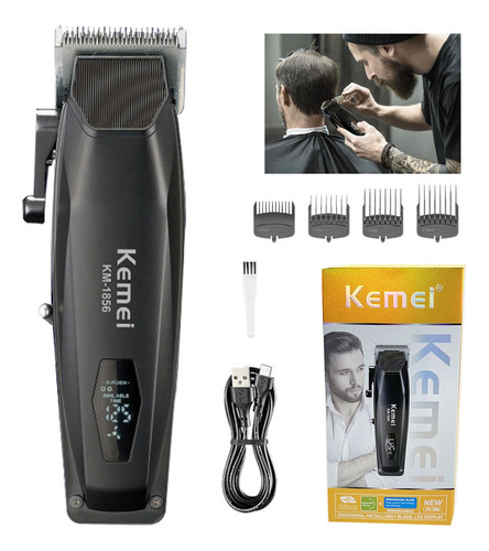 Máquina De Corte Kemei Km-1856 Profesional Clipper Negro