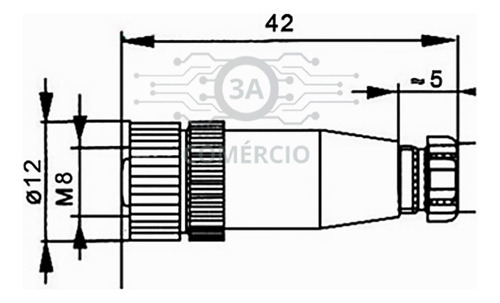 Conector Para Sensor M8 4 Pinos Fêmea Reto Novo Com Nota