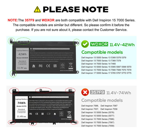 Batería De Computadora Portátil Fancy Buying 42wh Wdx0r