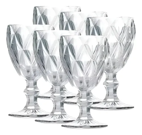Jogo 6 Taças Diamond Gamma 340ml Transparente - Design Sofisticado para Água e Suco