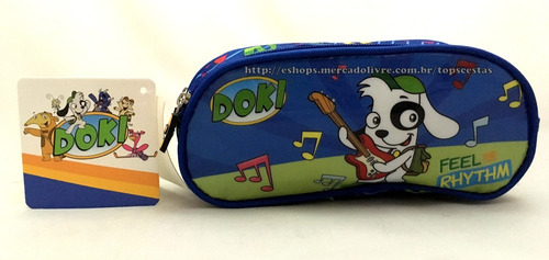 Imagem 1 de 6 de Estojo Escolar Duplo Cachorro Doki Azul Original Luxcel
