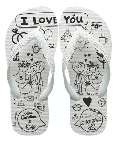 Chinelo Havaianas Personalizado Casamento