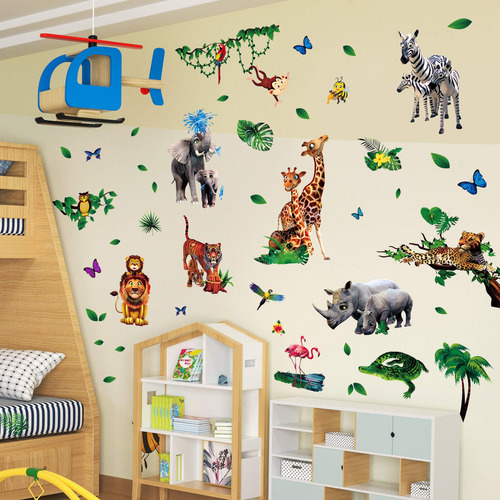 Adhesivos De Pared Am Amaonm Con Dibujos Animados De Zoológi
