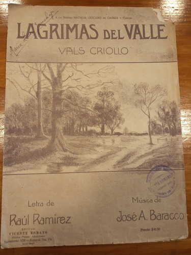 Lagrimas Del Valle Ramirez Baracco Vals Criollo Partitura