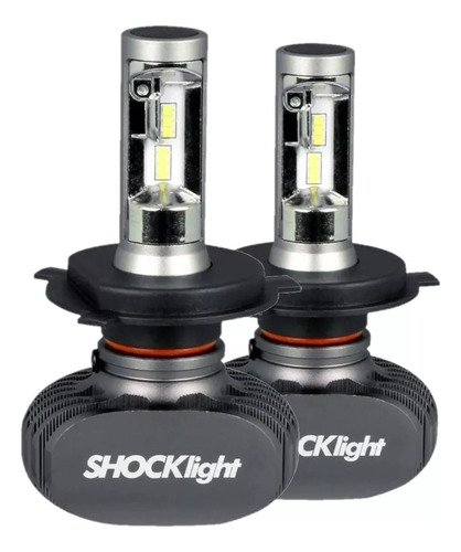Par Ultra Led Lampada H4 Farol Simples Shocklight Universal 