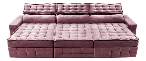 Sofá Retrátil 4,15m Cama Inbox Big Puffer. Com Softgel d40 Cor Rose